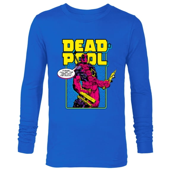 Marvel Deadpool Please Call me the Merc with the Mouth - Long Sleeve T-Shirt for Men - Customized-Navy