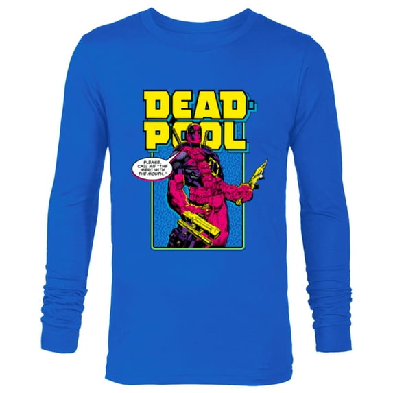 Marvel Deadpool Please Call me the Merc with the Mouth - Long Sleeve T-Shirt for Men - Customized-Navy