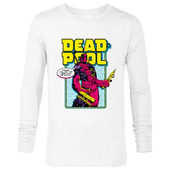 Marvel Deadpool Please Call me the Merc with the Mouth - Long Sleeve T-Shirt for Men - Customized-White