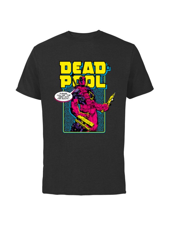 Deadpool Please Call me the Merc with the Mouth - Short Sleeve Cotton T-Shirt for Adults - Customized-Black