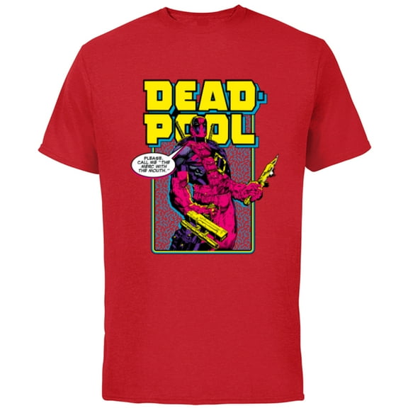 Marvel Deadpool Please Call me the Merc with the Mouth - Short Sleeve Cotton T-Shirt for Adults - Customized-Red