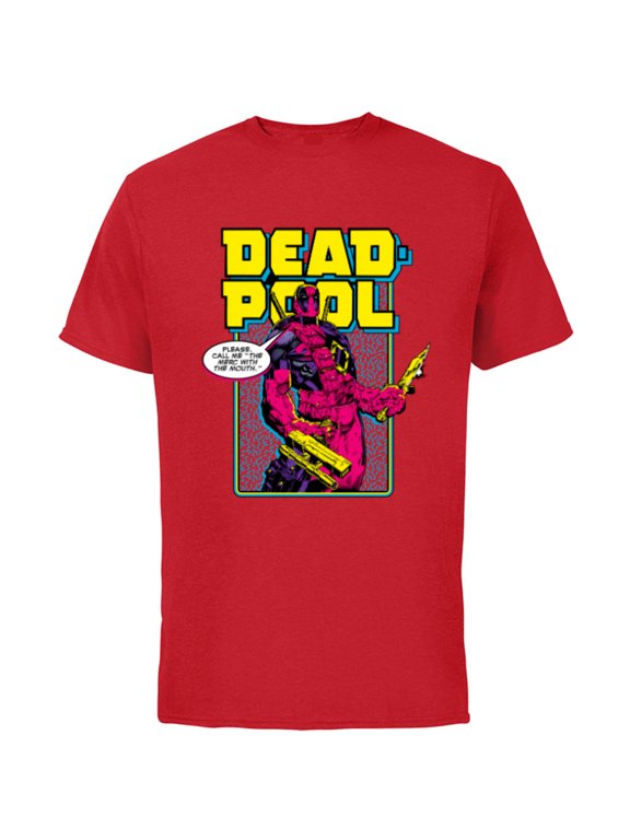 Deadpool Please Call me the Merc with the Mouth - Short Sleeve Cotton T-Shirt for Adults - Customized-Red