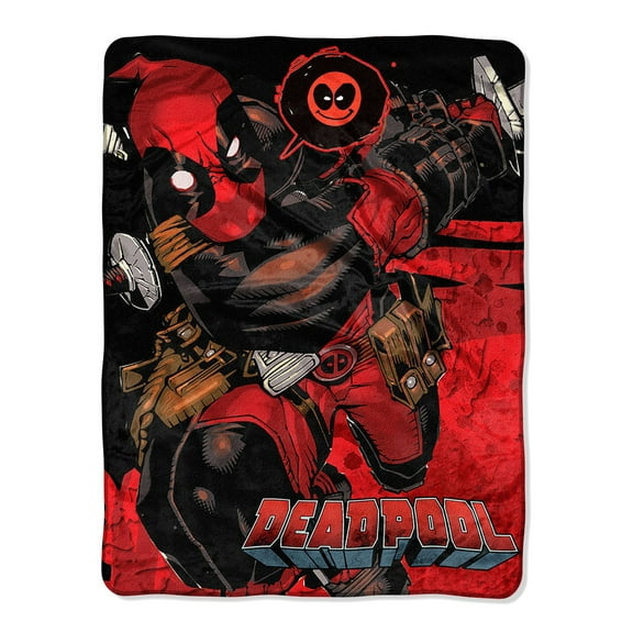 Marvel Deadpool Say Deadpool!! Quote Bubble Character Super Plush Throw Blanket (46" x 60") 117cm x 152cm