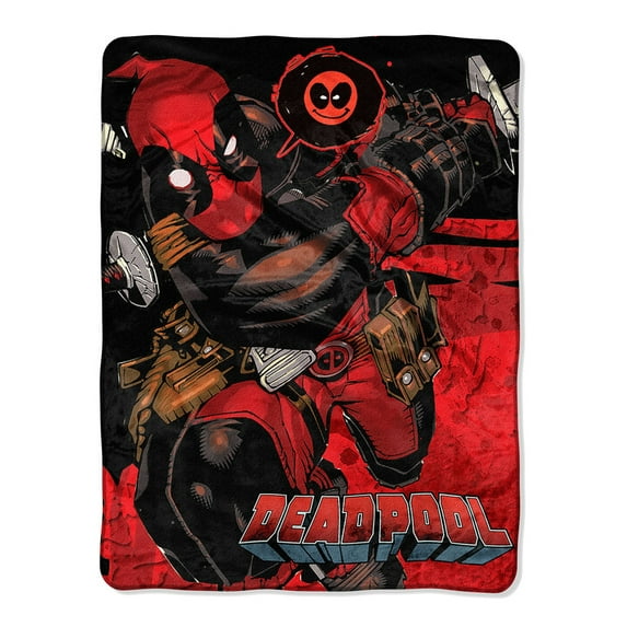 Marvel Deadpool Say Deadpool!! Quote Bubble Character Super Plush Throw Blanket (46" x 60") 117cm x 152cm