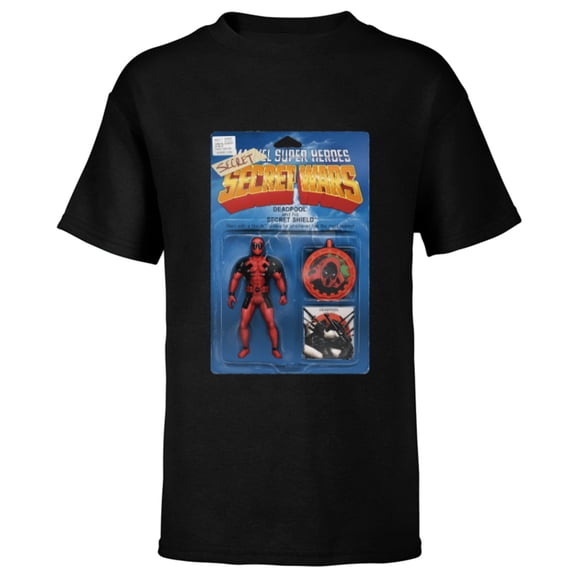 Marvel Deadpool Secret Secret Wars Action Figure Cover Art - Short Sleeve T-Shirt for Kids - Customized-Black