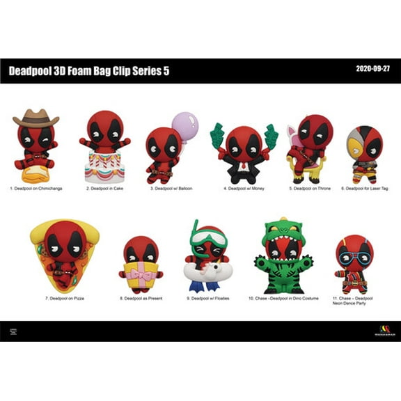 Marvel Deadpool Series 5 - 3D Foam Bag Clips in Blind Bag, Monogram, Gifts