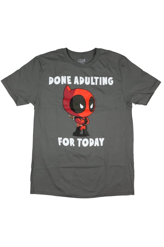 Marvel Deadpool Shirt Mens Done Adulting For Today Chibi Graphic Print Tee