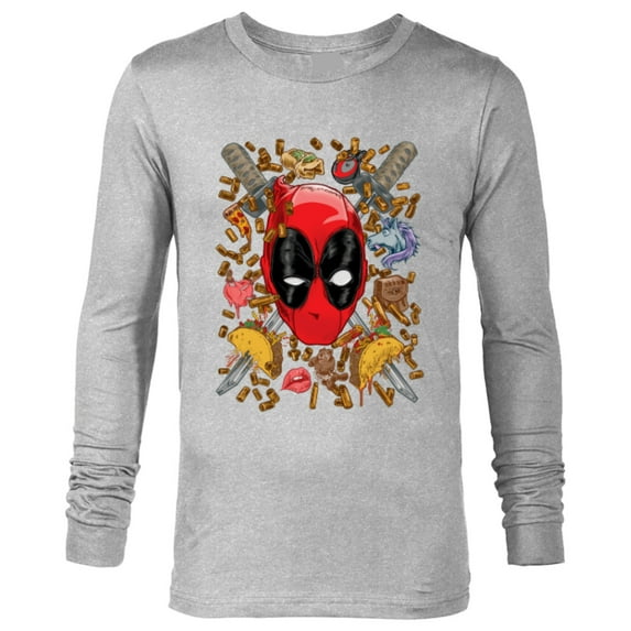 Marvel Deadpool Snacks and Bullets - Long Sleeve T-Shirt for Men - Customized-Athletic Heather