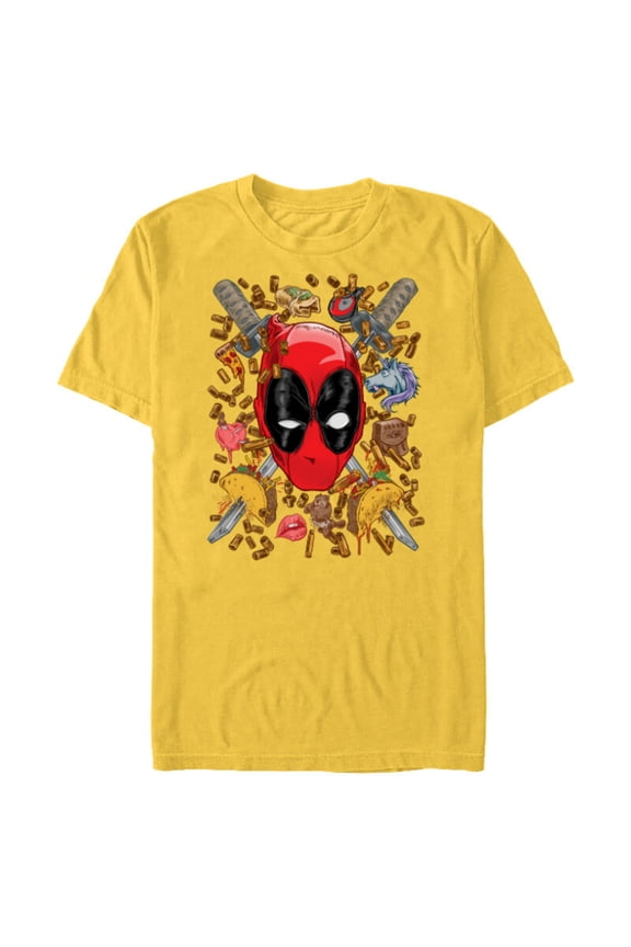 Deadpool Snacks and Bullets - Short Sleeve Blended T-Shirt for Adults - Customized-Yellow