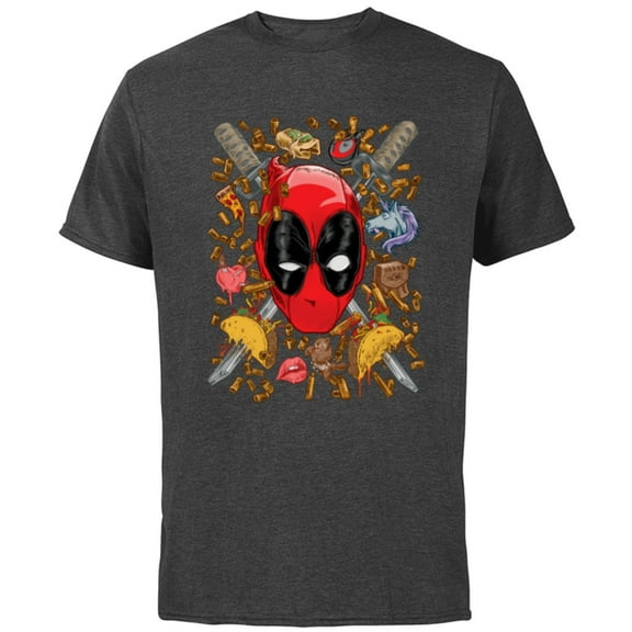 Marvel Deadpool Snacks and Bullets - Short Sleeve Cotton T-Shirt for Adults - Customized-Charcoal
