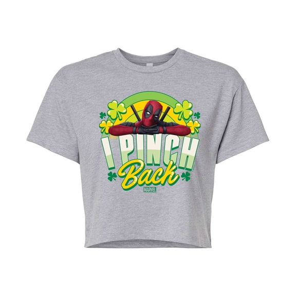 Marvel Deadpool - St. Patrick's Day I Pinch Back - Juniors Cropped Graphic T-Shirt