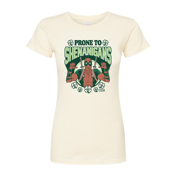 Marvel Deadpool - St. Patrick's Day Prone To Shenanigans - Juniors Fitted Graphic T-Shirt