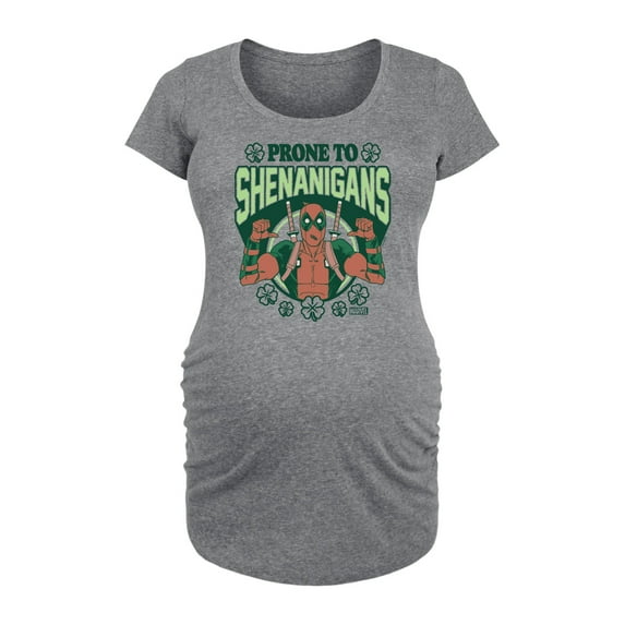 Marvel Deadpool - St. Patrick's Day Prone To Shenanigans - Maternity Scoop Neck Graphic T-Shirt