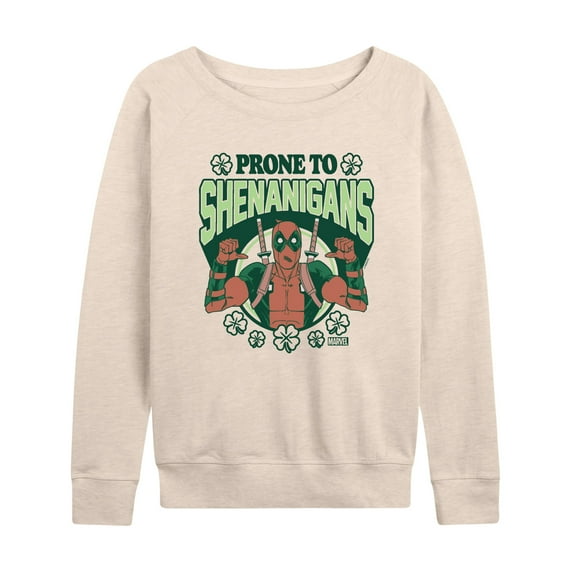 Marvel Deadpool - St. Patrick's Day Prone To Shenanigans - Women's French Terry Pullover Sweatshirt
