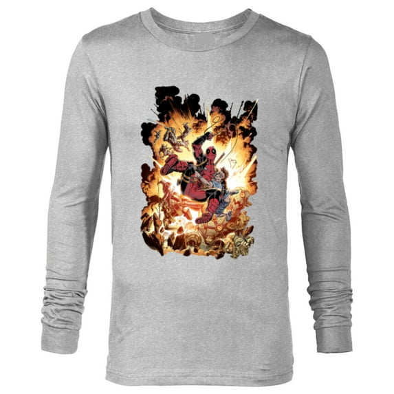 Marvel Deadpool Super Hero Comic Art ‘Splodey Battle - Long Sleeve T-Shirt for Men - Customized-Athletic Heather
