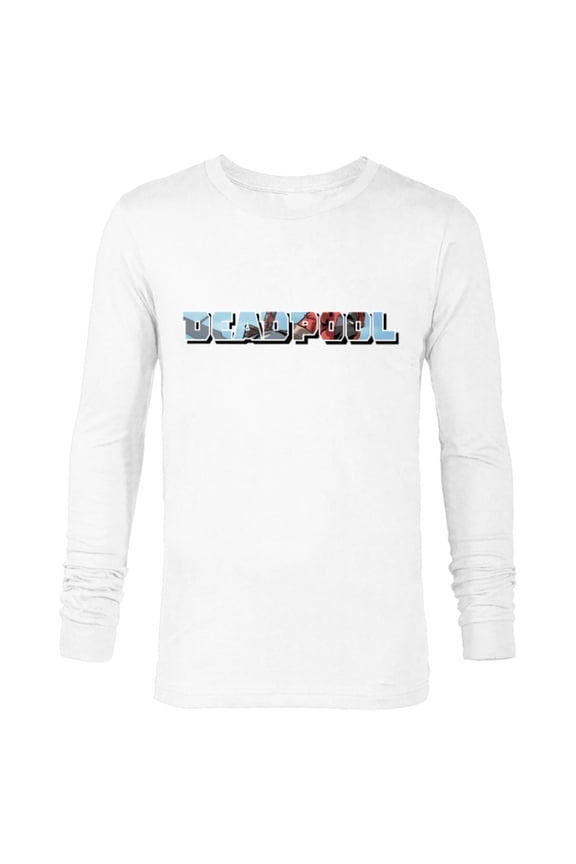 Deadpool Super Hero Comic Art Window Name Logo - Long Sleeve T-Shirt for Men - Customized-White