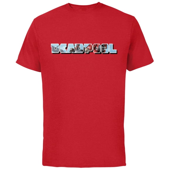Marvel Deadpool Super Hero Comic Art Window Name Logo - Short Sleeve Cotton T-Shirt for Adults - Customized-Red