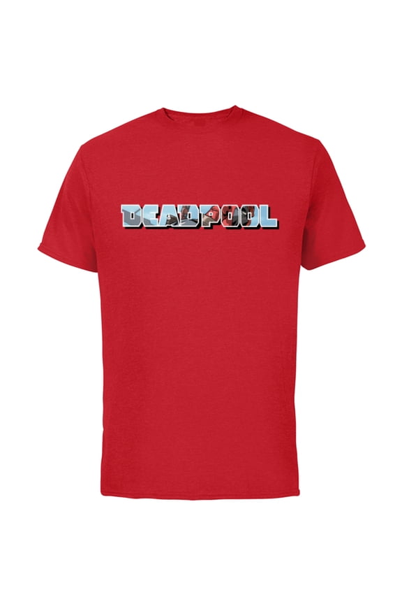 Deadpool Super Hero Comic Art Window Name Logo - Short Sleeve Cotton T-Shirt for Adults - Customized-Red