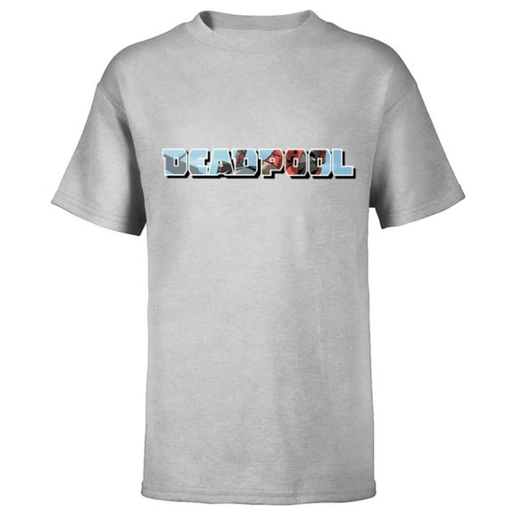 Marvel Deadpool Super Hero Comic Art Window Name Logo - Short Sleeve T-Shirt for Kids - Customized-Athletic Heather