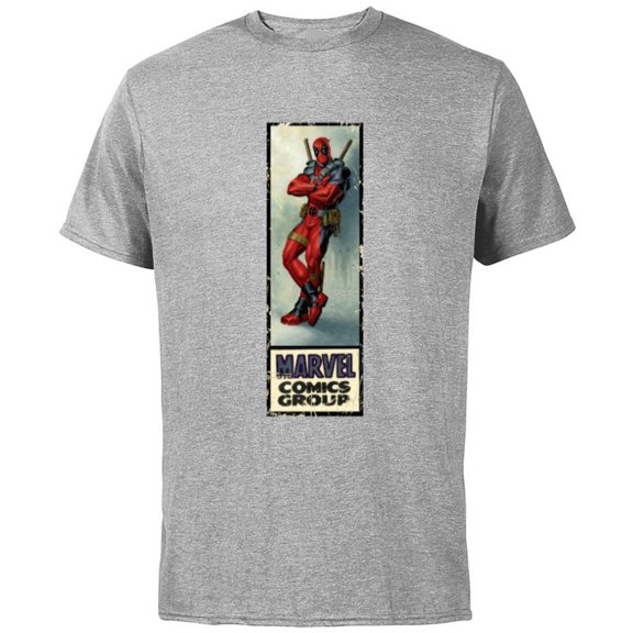 Marvel Deadpool Super Hero Comic Cover Corner Box Retro - Short Sleeve Cotton T-Shirt for Adults - Customized-Athletic Heather