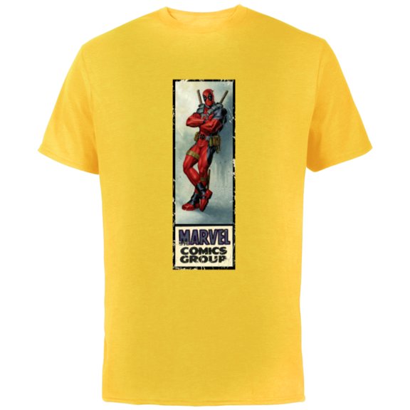 Marvel Deadpool Super Hero Comic Cover Corner Box Retro - Short Sleeve Cotton T-Shirt for Adults - Customized-Yellow