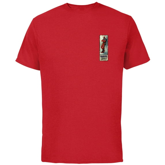 Marvel Deadpool Super Hero Comic Cover Corner Box in Corner - Short Sleeve Cotton T-Shirt for Adults - Customized-Red