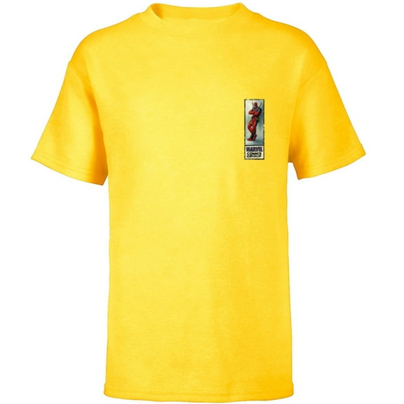 Marvel Deadpool Super Hero Comic Cover Corner Box in Corner - Short Sleeve T-Shirt for Kids - Customized-Yellow
