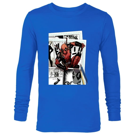 Marvel Deadpool Super Hero Comic Japanese Manga Art Homage - Long Sleeve T-Shirt for Men - Customized-Navy