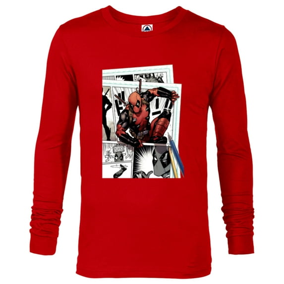 Marvel Deadpool Super Hero Comic Japanese Manga Art Homage - Long Sleeve T-Shirt for Men - Customized-New Red