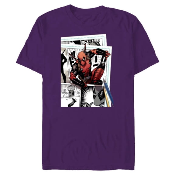 Marvel Deadpool Super Hero Comic Japanese Manga Art Homage - Short Sleeve Blended T-Shirt for Adults - Customized-Purple