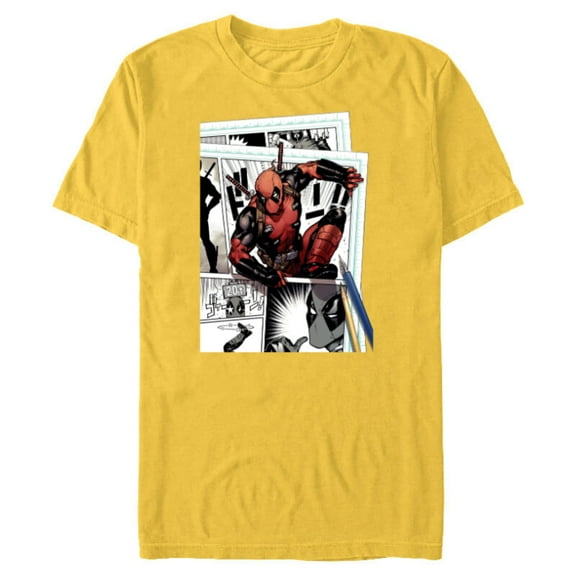 Marvel Deadpool Super Hero Comic Japanese Manga Art Homage - Short Sleeve Blended T-Shirt for Adults - Customized-Yellow