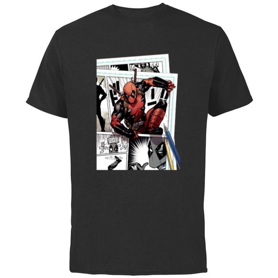 Marvel Deadpool Super Hero Comic Japanese Manga Art Homage - Short Sleeve Cotton T-Shirt for Adults - Customized-Black