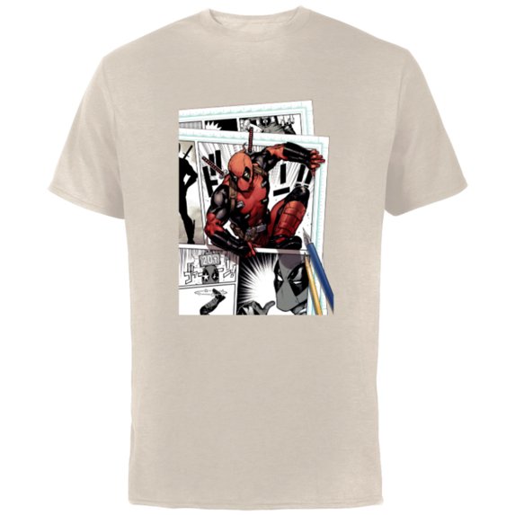 Marvel Deadpool Super Hero Comic Japanese Manga Art Homage - Short Sleeve Cotton T-Shirt for Adults - Customized-Natural
