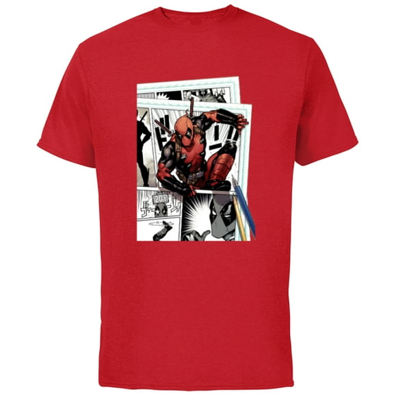 Marvel Deadpool Super Hero Comic Japanese Manga Art Homage - Short Sleeve Cotton T-Shirt for Adults - Customized-Red