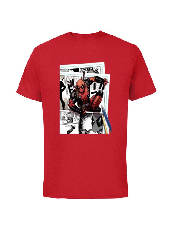 Deadpool Super Hero Comic Japanese Manga Art Homage - Short Sleeve Cotton T-Shirt for Adults - Customized-Red