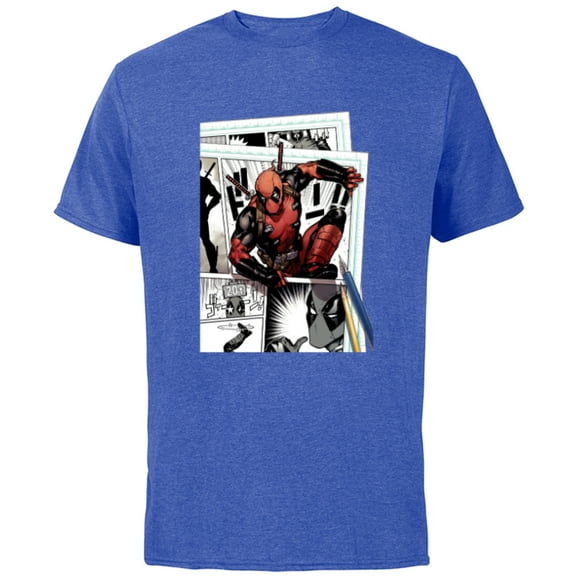 Marvel Deadpool Super Hero Comic Japanese Manga Art Homage - Short Sleeve Cotton T-Shirt for Adults - Customized-Royal Heather