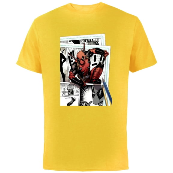 Marvel Deadpool Super Hero Comic Japanese Manga Art Homage - Short Sleeve Cotton T-Shirt for Adults - Customized-Yellow