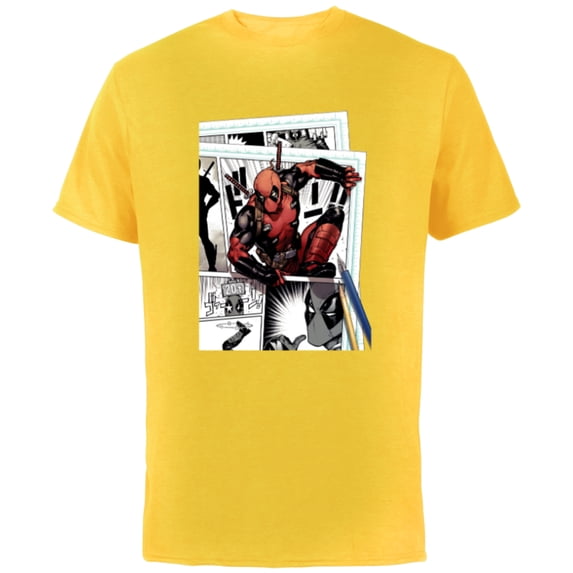 Marvel Deadpool Super Hero Comic Japanese Manga Art Homage - Short Sleeve Cotton T-Shirt for Adults - Customized-Yellow