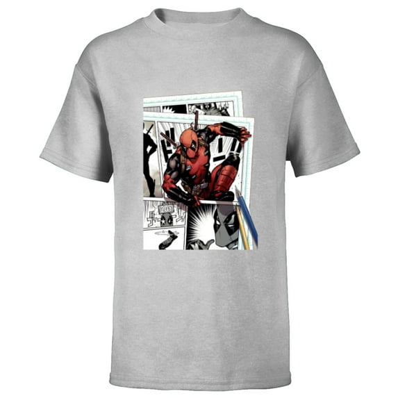 Marvel Deadpool Super Hero Comic Japanese Manga Art Homage - Short Sleeve T-Shirt for Kids - Customized-Athletic Heather