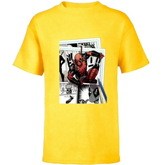 Marvel Deadpool Super Hero Comic Japanese Manga Art Homage - Short Sleeve T-Shirt for Kids - Customized-Yellow