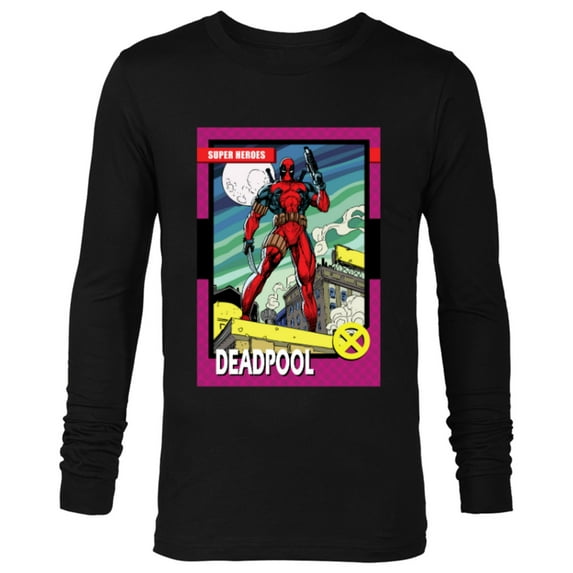Marvel Deadpool Super Heroes Trading Card - Long Sleeve T-Shirt for Men - Customized-Black