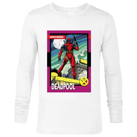 Marvel Deadpool Super Heroes Trading Card - Long Sleeve T-Shirt for Men - Customized-White