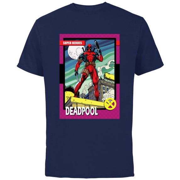 Marvel Deadpool Super Heroes Trading Card - Short Sleeve Cotton T-Shirt for Adults - Customized-Navy