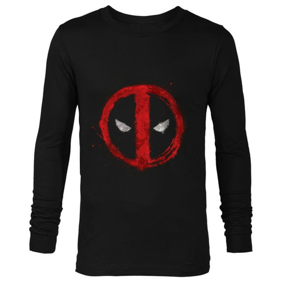 Marvel Deadpool Symbol Red Spray Paint - Long Sleeve T-Shirt for Men - Customized-Black