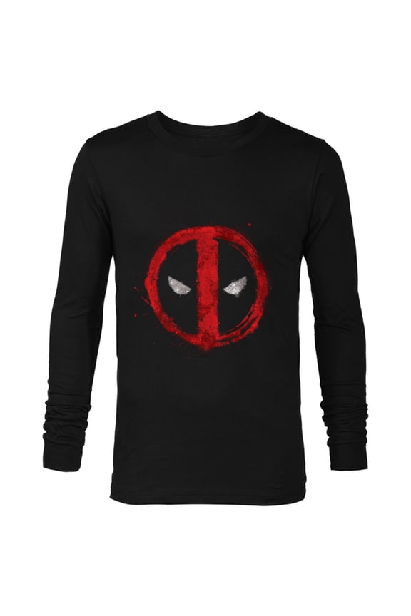 Deadpool Symbol Red Spray Paint - Long Sleeve T-Shirt for Men - Customized-Black