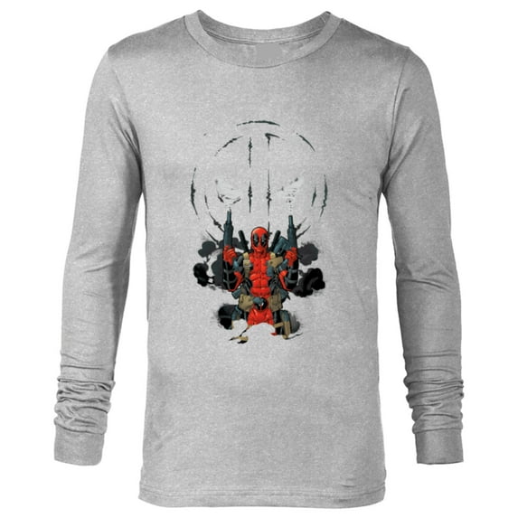 Marvel Deadpool Symbol Weapons Blazing - Long Sleeve T-Shirt for Men - Customized-Athletic Heather