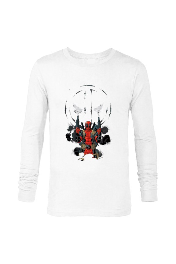 Deadpool Symbol Weapons Blazing - Long Sleeve T-Shirt for Men - Customized-White