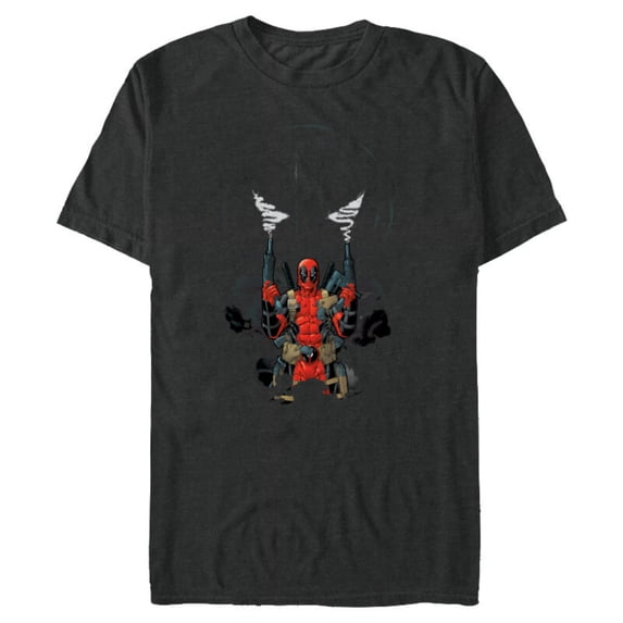 Marvel Deadpool Symbol Weapons Blazing - Short Sleeve Blended T-Shirt for Adults - Customized-Dark Heather