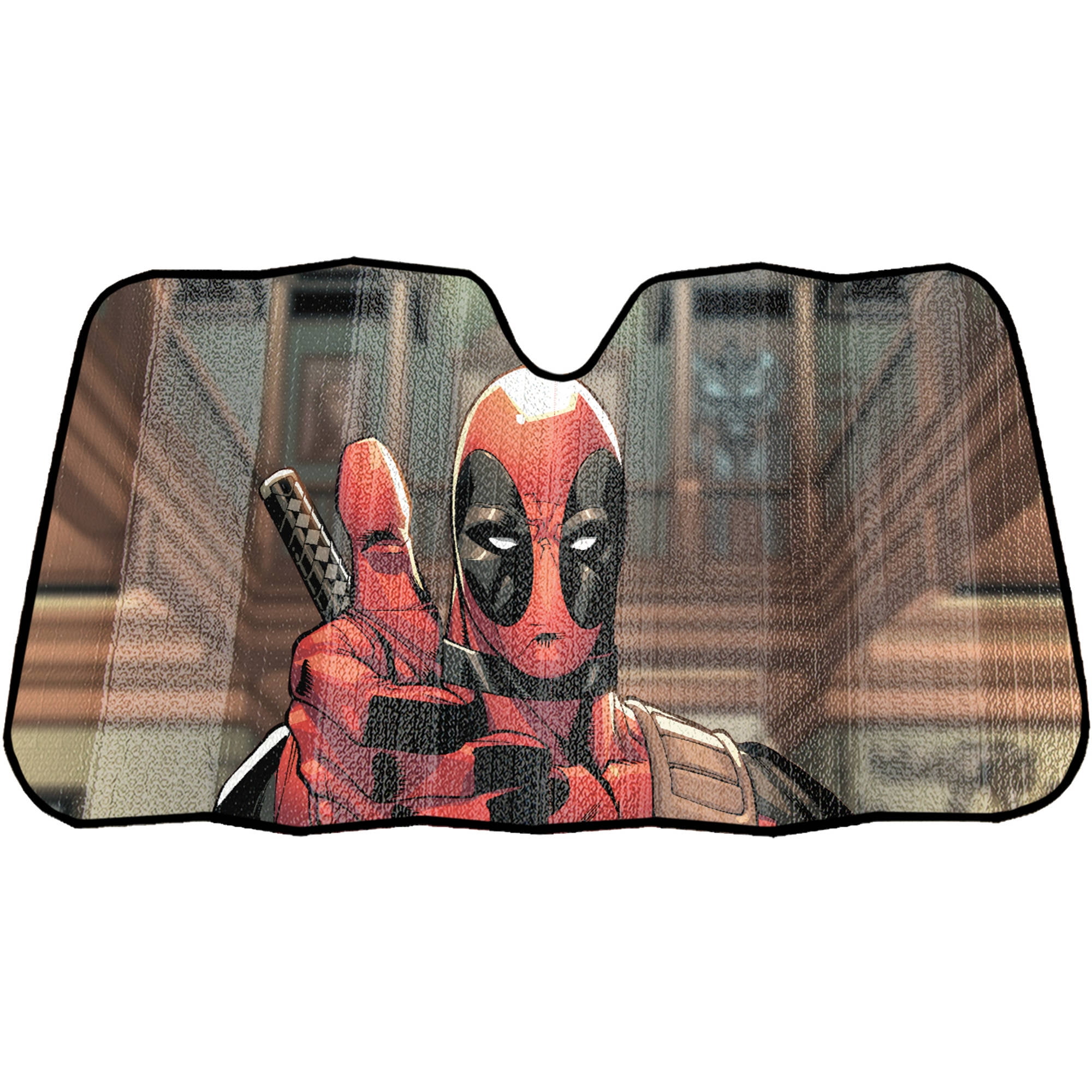 Plasticolor Deadpool 58 x 27.5 Universal Fit Accordion Automotive Sunshade 1 Pk