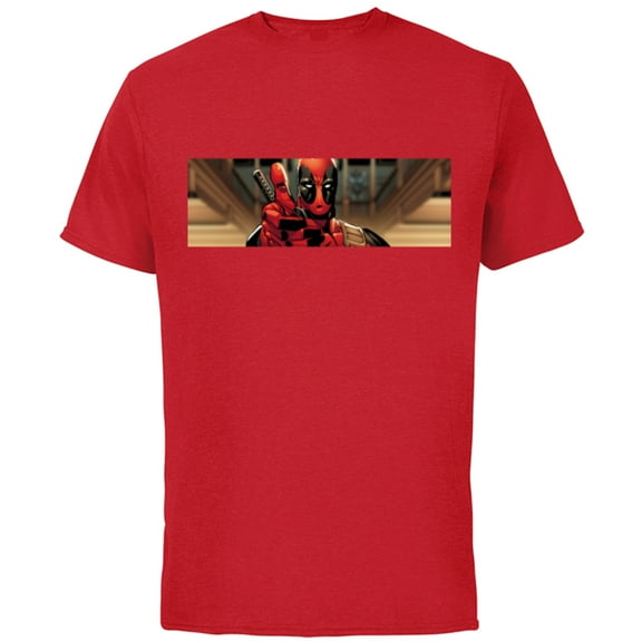 Marvel Deadpool Thumbs Up Widescreen Comic Art - Short Sleeve Cotton T-Shirt for Adults - Customized-Red